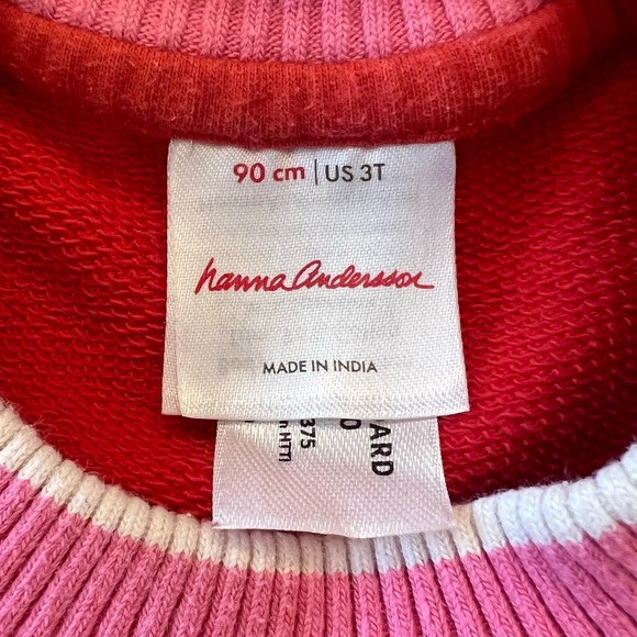 Hanna Andersson Long Sleeve French Terry Dress Red with Pink 3T - Picture 7 of 9